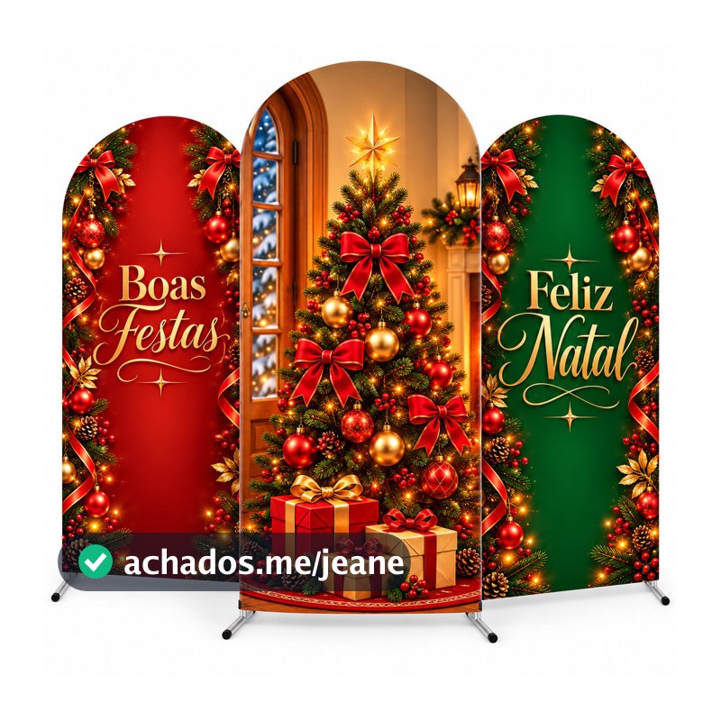 Capa de Painel Romano Natal 2x1m em Tecido Sublimado com Elástico