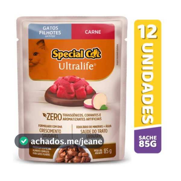 Sachê Special Cat Ultralife Filhotes Sabor Carne 85 g - kit com 12 unidades