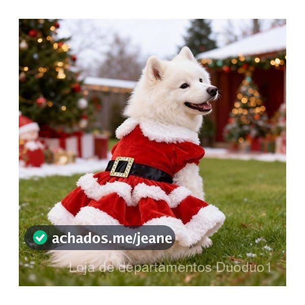 Vestido de Natal para animais de estimação com decoração de floco de neve