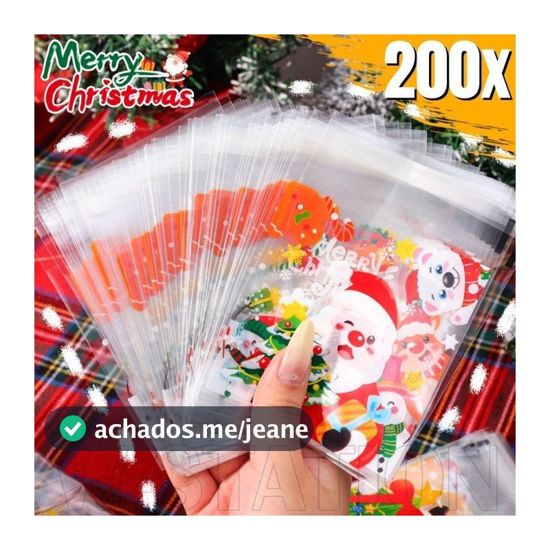 200 Unidades De Sacos Para Presentes De Natal-Bolsa Embrulho De Elementos Saco Autovedante Biscoitos-Caixa De Doces Lanc