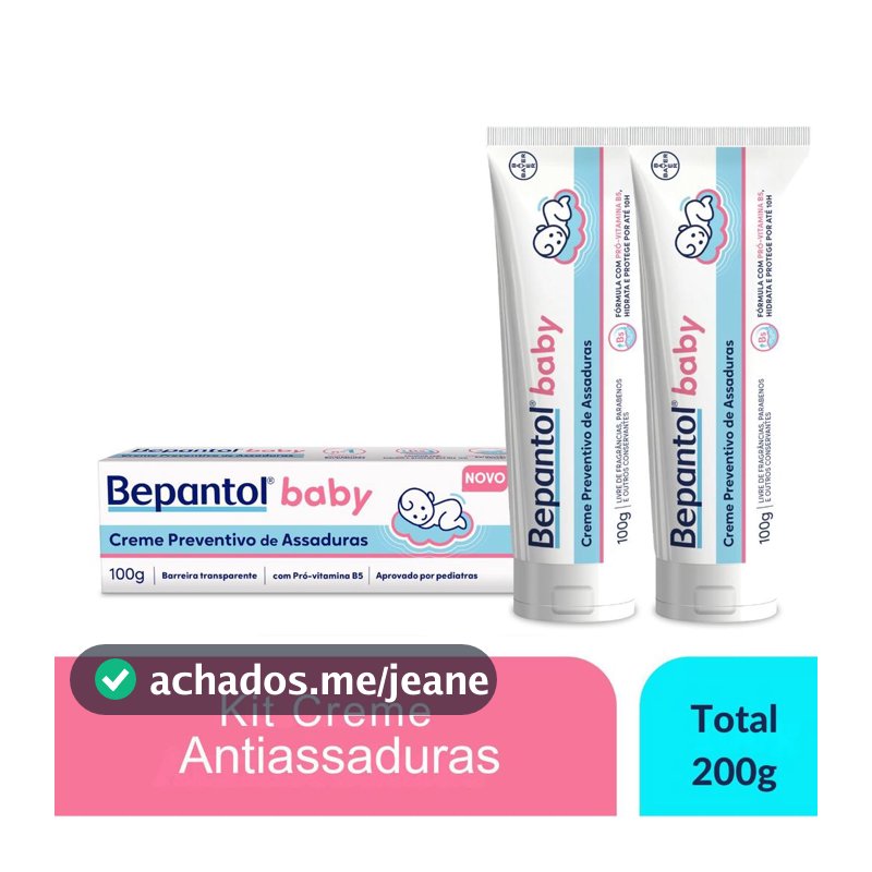 Kit 2 Creme Pomada de Assadura VitB5 100g Cada Bepantol Baby