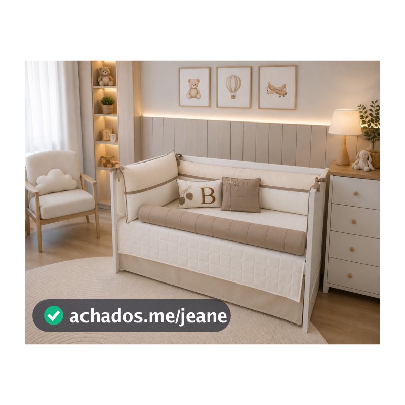 Kit Berço Americano Menino Safari Bita Com Almofada de Letra caqui 11 Pçs Algodão