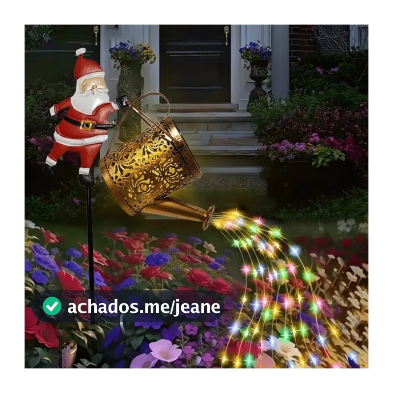 Natal Santa Chaleira Solar Luzes Jardim Gramado De Papai Noel Rega Pode