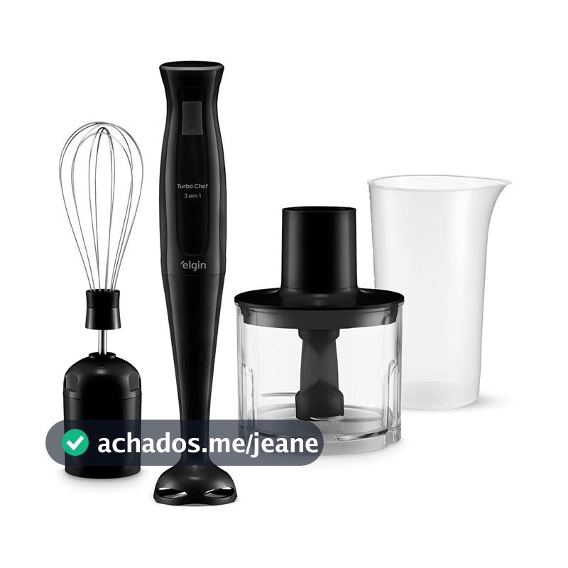 Mixer Elétrico Triturador Desmontável Liquidificador Chef MIX-20 3 em 1 200W  Preto Elgin - 127V