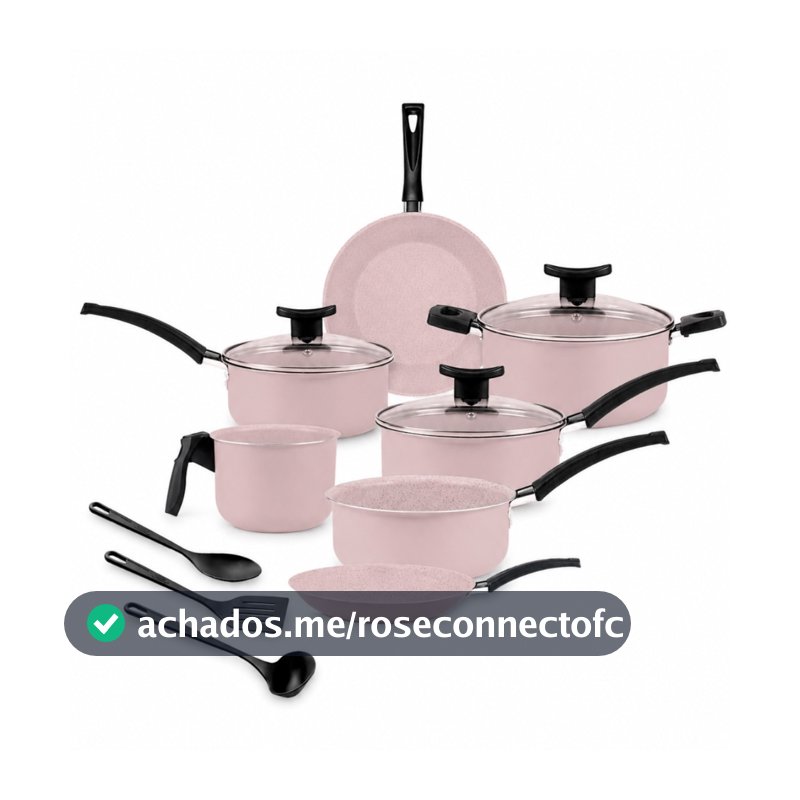 Jogo de Panelas Brinox 10 Peças Floria Rosa - Antiaderente Premium