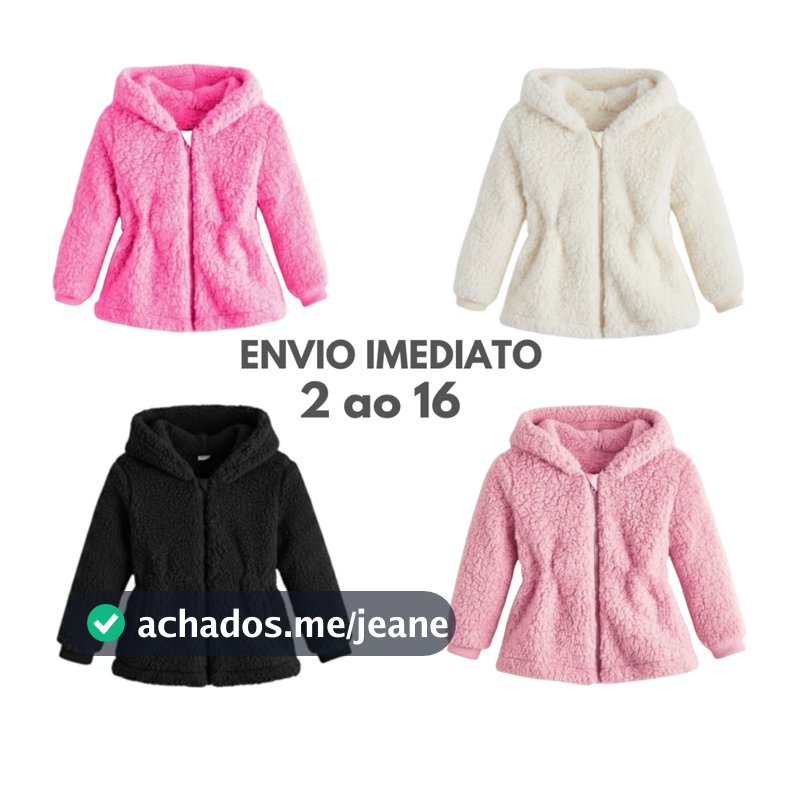 Blusa de frio Menina Infantil Pelinho com Capuz feminina TOUCA Tedy Casaco Teddy Ted JAQUETA  INFANTIL Roup Frio Moletom