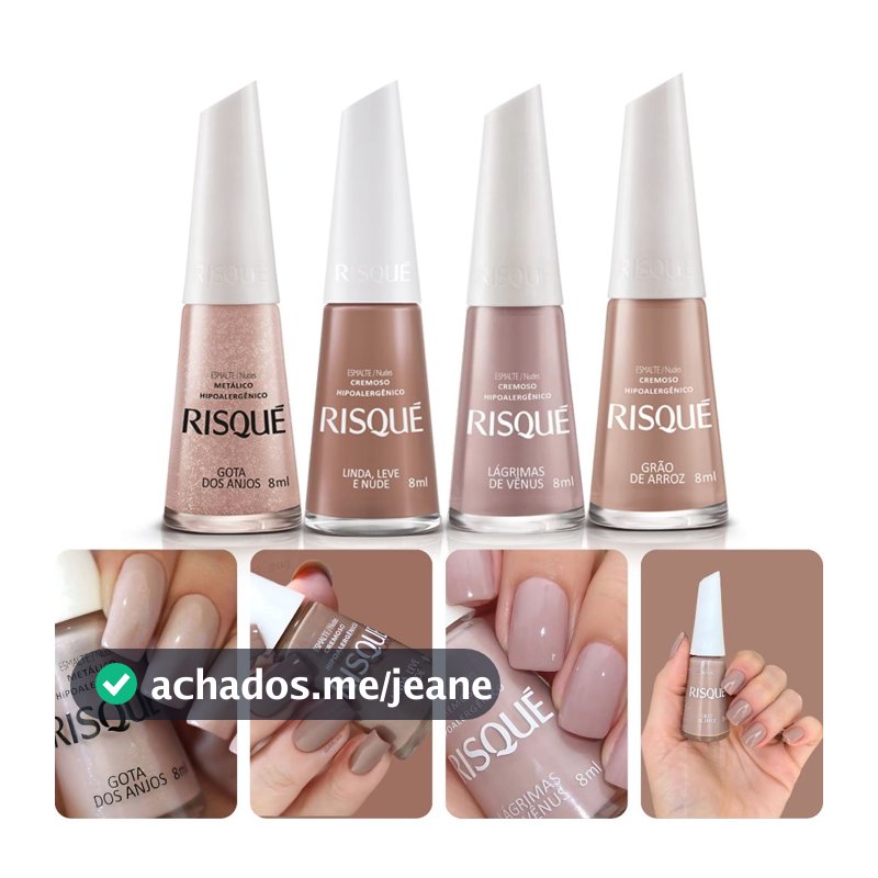 Kit 4 Esmalte Risque Tons Nudes Cremoso Esmalte Atacado