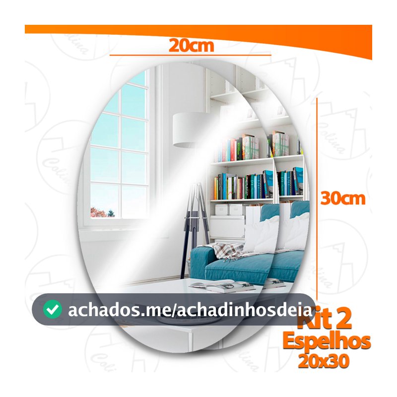 Espelhos Adesivo Acrilico Oval 20x30cm Boa Nitidez Decorativo Sala Banheiro