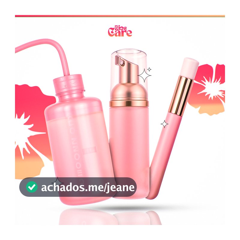 Kit Limpeza Extensão de Cílios Com Pump Espumador Pincel e Pisseta Rosa