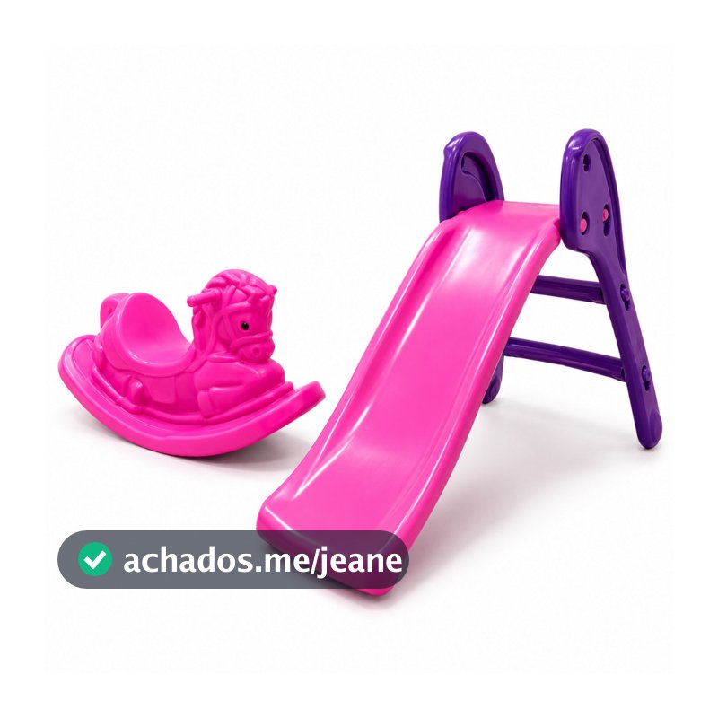 Kit Escorregador Baby Infantil 2 Degraus + Gangorra Cavalinho Colorida