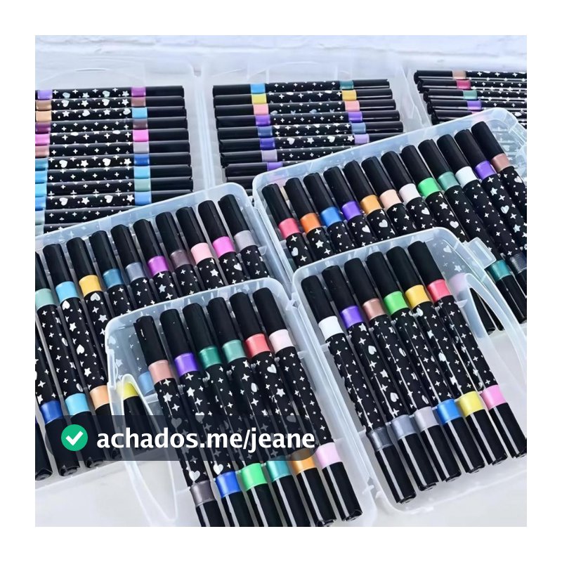 Marcador Metálico Canetinha Glitter Ponta Dupla Desenhos-SLX-123