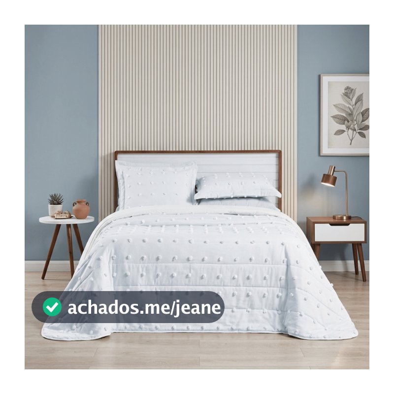 Cobre Leito 3 Peças - Casal\Queen\King - 300 Fios Percal - Dupla Face - Detalhes em 3D Pompom Poppy