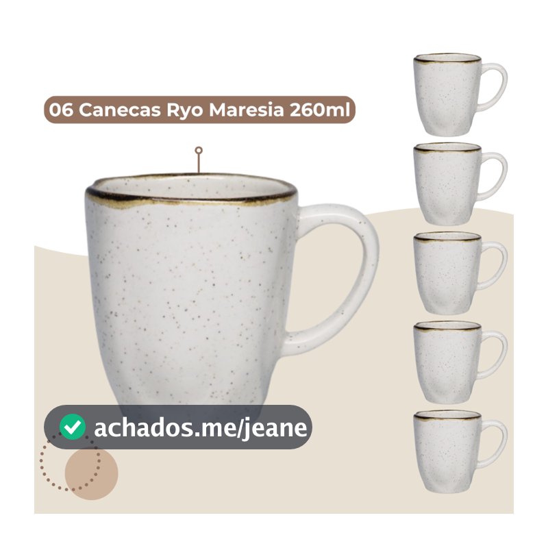Jogo 6 Canecas Café Chá Ryo Maresia 260ml Oxford Porcelanas