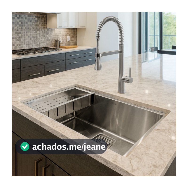 Cuba Cozinha Quadrada Inox 304 60x40 Escovada 3mm Calha Sifão E Válvula Gourmet