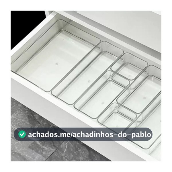 Kit 7 Organizadores Multiuso para Gavetas, Armários, Geladeiras Potes em Acrílico