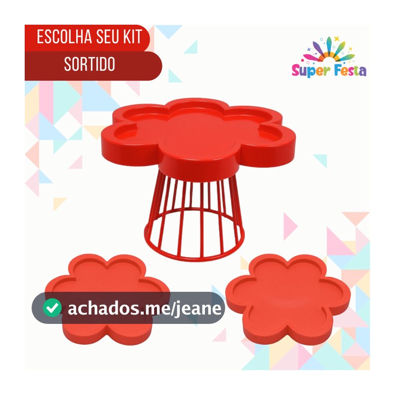 Kit Festa Simples - 1 Porta Doce Floratta 25cm e 2 Bandejas Floratta
