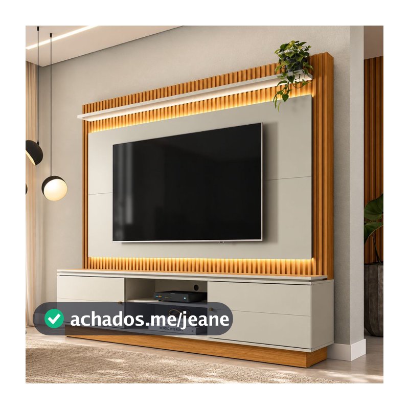 Estante Home para TV até 75'' com LED Guararapes Linea Brasil 215cm
