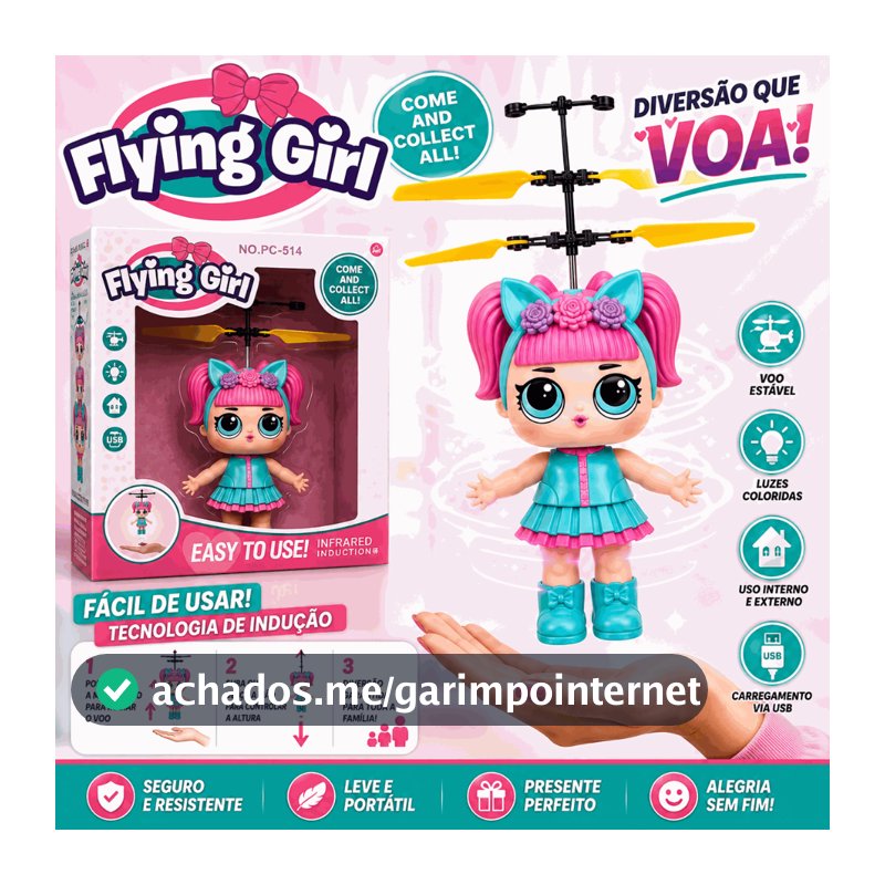 Boneca Tipo LOL com Drone Sensor de Aproximação Recarregável Brinquedo Infantil Interativo Completos