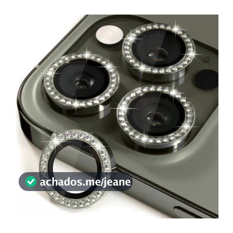 Película de Câmera com Strass Brilho para iPhone 11 a 16 – Proteção da Lente com Efeito Diamante