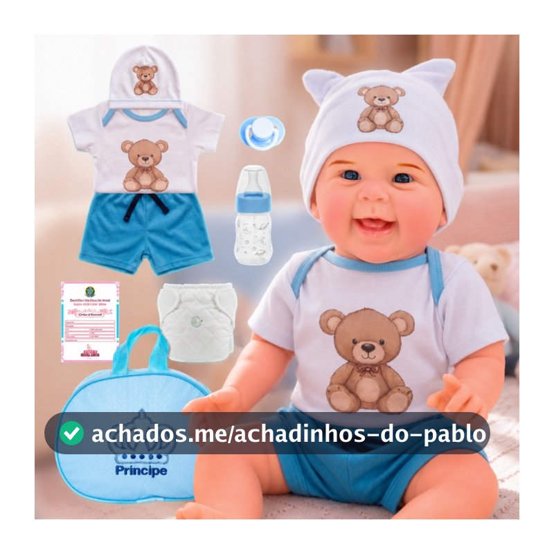 Bebê Reborn Boneco Stitch Menino Original Realista de Silicone Pode Dar Banho