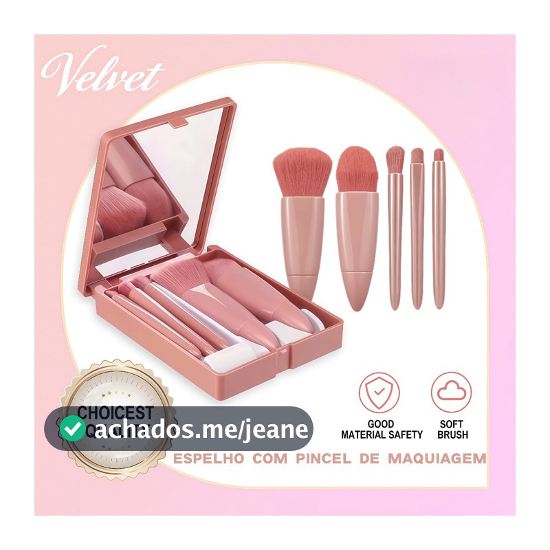 KIT3/5/10 Mini Espelho De Maquiagem Portátil Com 5 Pcs Pincéis De Maquiagem Lupa Mão Segurar Bolso Dobrável