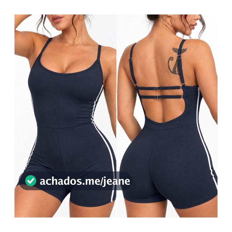 Macação Feminino Poliamida Fitness Esportivo Academia Alças Reguláveis Zero Transparência Treino