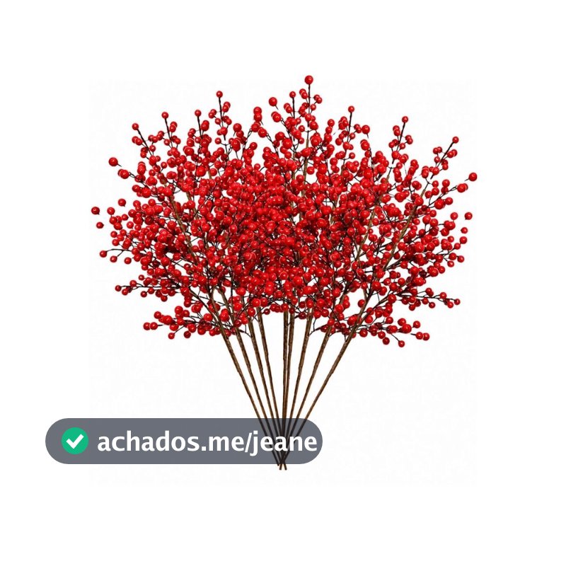 Kit 10 Azevinho Enfeite Árvore Natal Cereja Galho Hastes Flexíveis Decoração Realismo LuvinCo