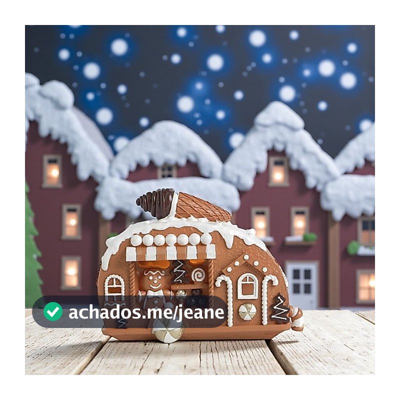 Enfeite De Natal em Resina - Trailer Ginger - Marrom e Branco - 16x12,7cm - 1 unidade - Cromus - Rizzo
