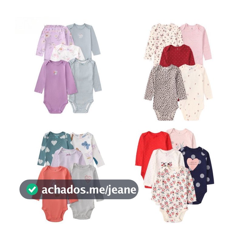 Conjunto de 5 Peças Lucky Baby para Meninos e Meninas/Body para Bebê/Body de Manga Longa/Roupa de Bebê LXYW