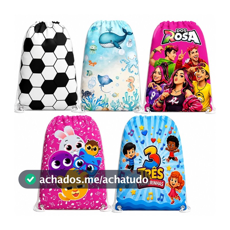 Mochilinha Infantil Personalizada 20x28 Lembrancinha Festa Aniversário Sacolinha Surpresa Vários Temas