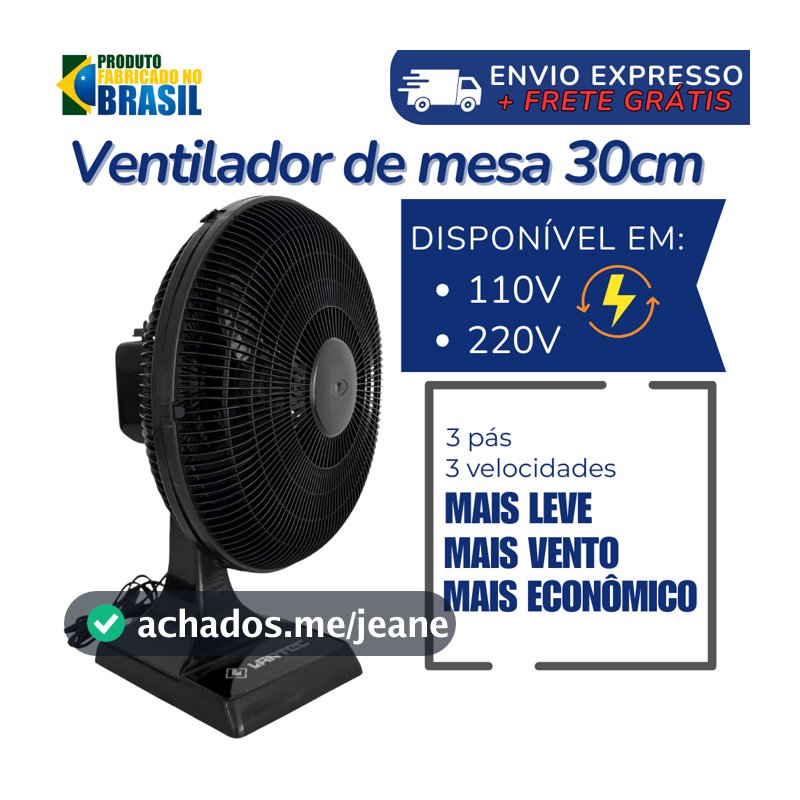 Ventilador Oscilante De Mesa 30cm Lartec3 Pás 45W 110V e 220v