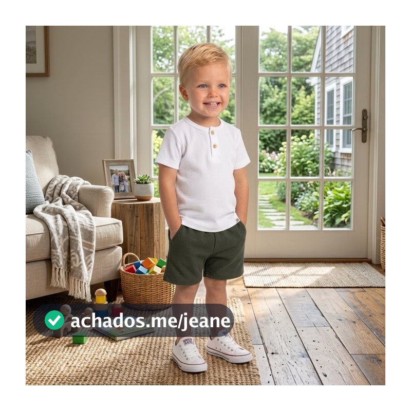 Conjunto Infantil Bebê Menino Camiseta + Bermuda Moletom Verão