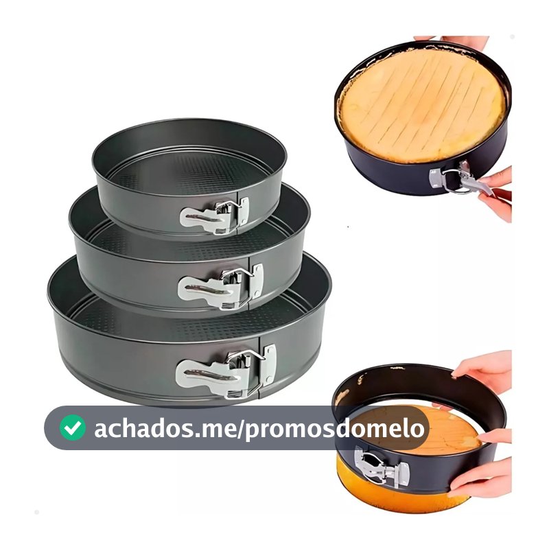Jogo 3 Peças Forma de Bolo Torta com Fundo Removivel Redonda Lorben