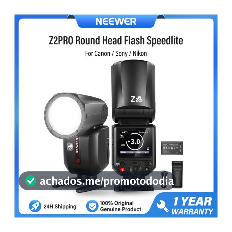 NEEWER Z2PRO 2.4G TTL Cabeça Redonda Flash Speedlite Para Câmera Canon Sony Nikon Fujifilm , Tubo De Quartzo Atualizado