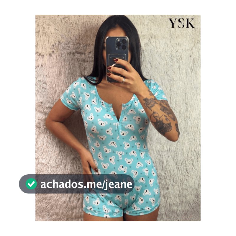 Pijama Macaquinho Feminino Suede Estampado Confortável Macio Leve Curto Dormir Noite Body Sensual