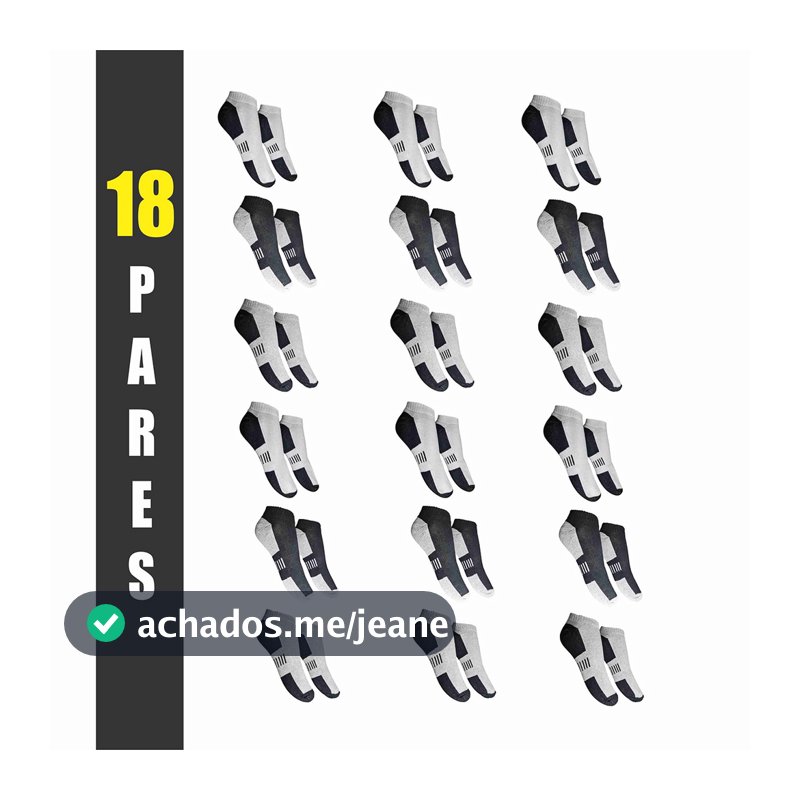 Meia Masculina Kit 18 Pares Prime Cano Curto Invisível Algodão Atacado + Brinde