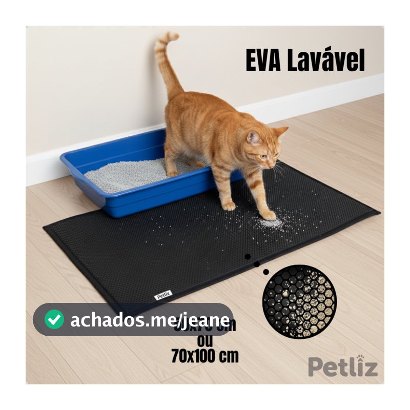 Tapete Higiênico para Caixa de Areia de Gatos Anti Sujeira Coletor De Areia EVA 70x100 cm - Petliz
