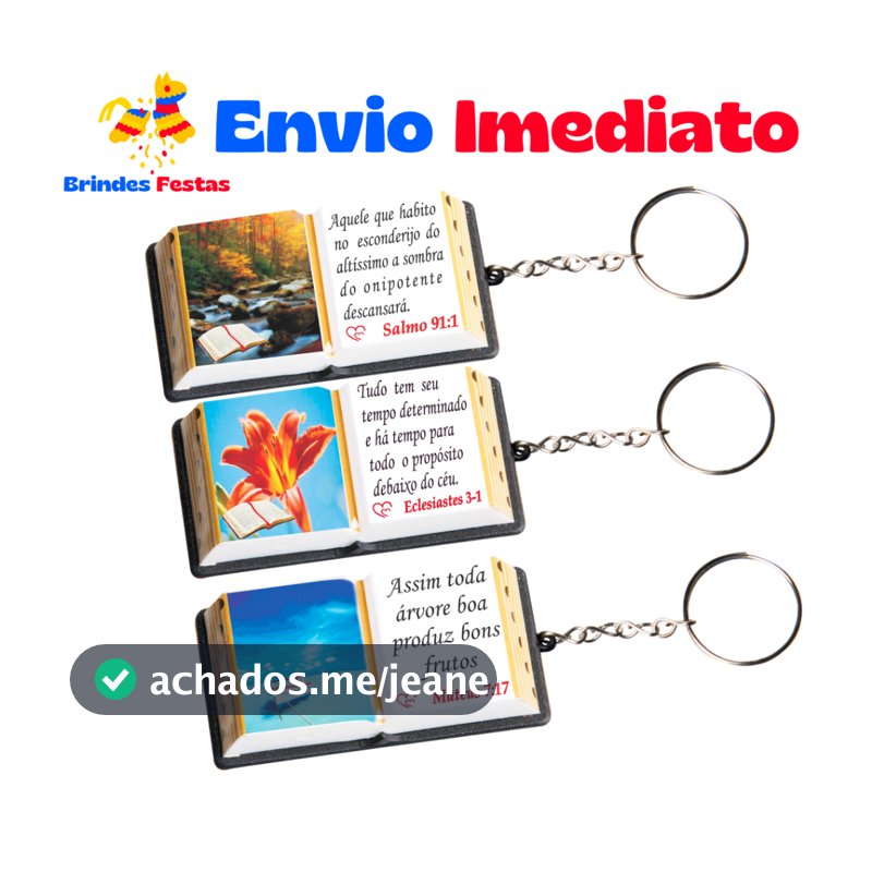 Kit 100- Chaveiro-Mini Biblia-Lembracinhas-Todos Os Versiculos Novo