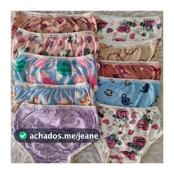 kit 10 calcinhas infantil de excelente qualidade de algodão sortidas com forro , do P ao GG.