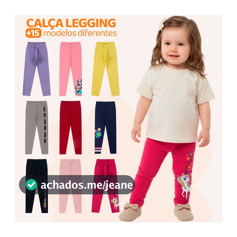 Kit Sortido 5 ou 2 Calças Leggings de Cotton para Meninas Infantil Feminino Calças Estampadas Estilosas e Confortáveis