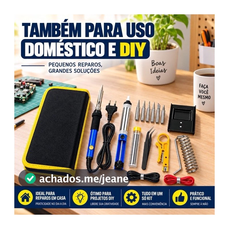 Kit Ferro Solda + Tubete Estanho Com Resina E Sugador Solda 60W-(110V-220V)