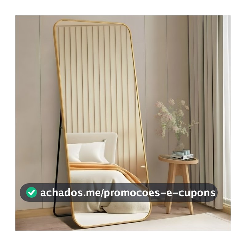 Espelho Lopazzi Retangular Grande Corpo Inteiro 170x70cm Com Moldura Alumínio Para Quarto Sala Decorativo