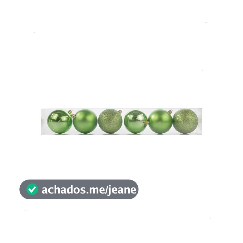 Kit com 6 bolas de natal mistas verde com glitter para arvore 10cm