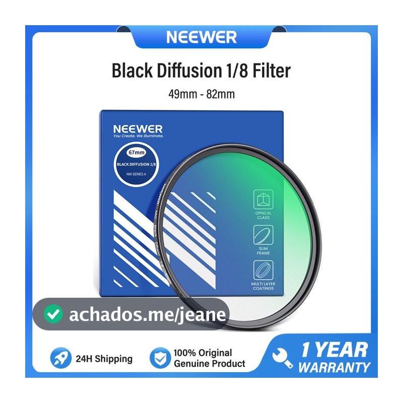 Filtro NEEWER Black Difusion 1/8 , Filtros De Lente De Câmera De Névoa Preta Com Efeito Cinematográfico Macio Sonhador
