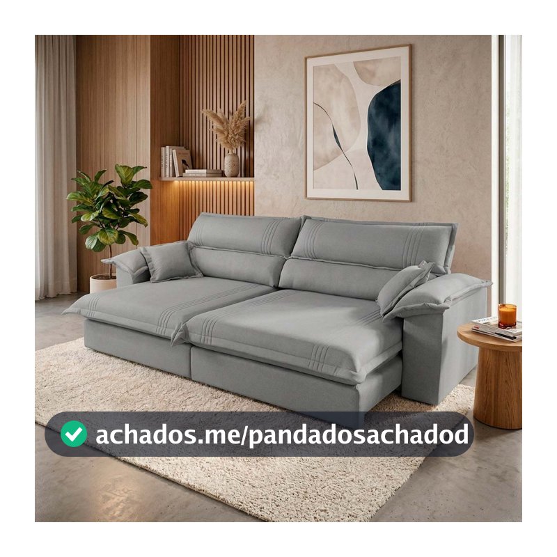 Sofá Retrátil Reclinável 2,30m Nivus Cinza c/ Molas Ensacadas - King House