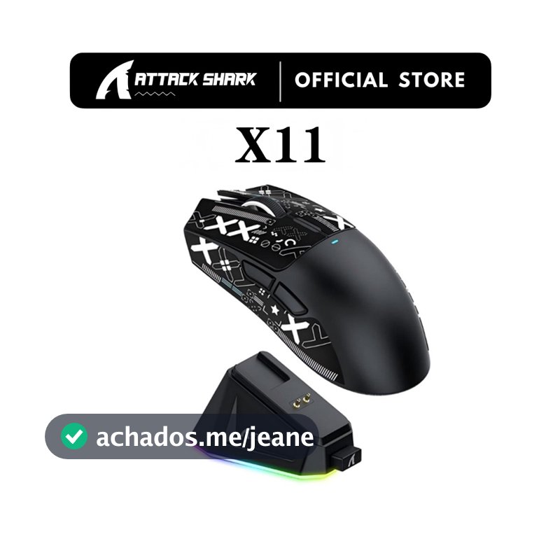 ATTACK SHARK X11 Lightweight Wireless Gaming Mouse with RGB Charging Dock 22K DPI PAW3311 Tri-Mode-2.4G/USB-C Wired/BT