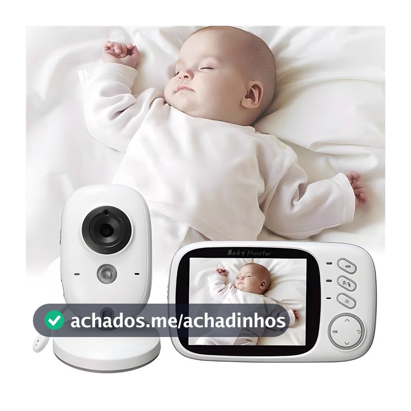 Babá Eletrônica com Monitor Visão Noturna Áudio Bidirecional Sensor de Temperatura Monitor Infantil Digital