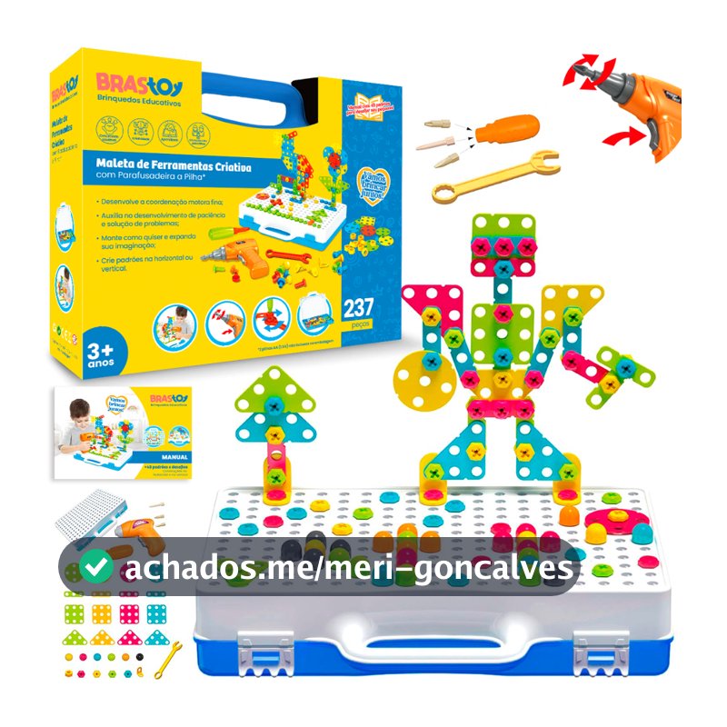 BRASTOY Kit de ferramentas para crianças - Conjunto de chaves de fenda - Brinquedo criativo