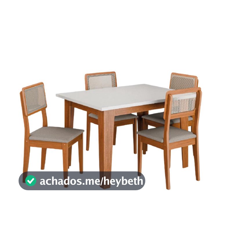 Conjunto Sala de Jantar Mesa Miami 1,20m 4 Cadeiras Santiago Dobuê