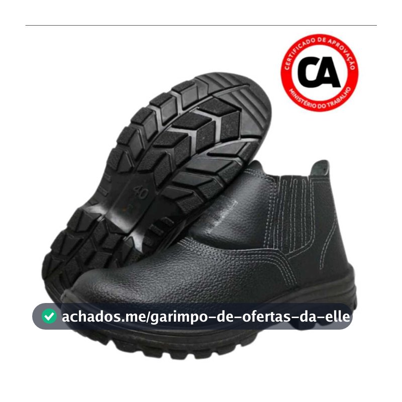Bota De Segurança Com C.A Em couro Bico PVC Unissex Butina Cano Medio